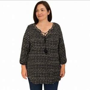 Signature Collection Black Orange Plus TunicOversized Plus Sz 3X